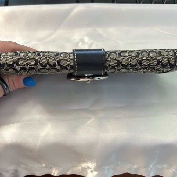 Coach Signature C Canvas SOHO buckle flap wallet black and gray Jacquard - Picture 8 of 16